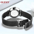 OLEVS Marca 5868 Correa de acero de malla Relojes de pulsera de cuarzo para hombres y mujeres Reloj de pareja impermeable fino de moda Reloj unisex